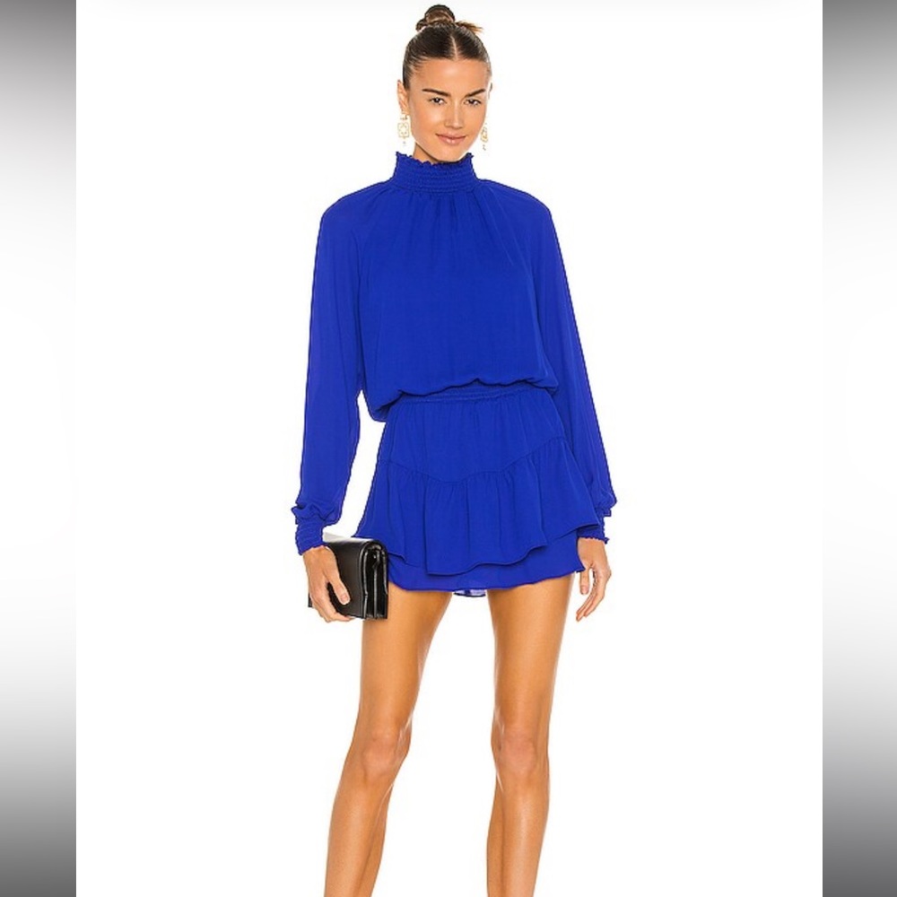 Turtleneck Ruffle Skirt Dress in Azurite by Krisa